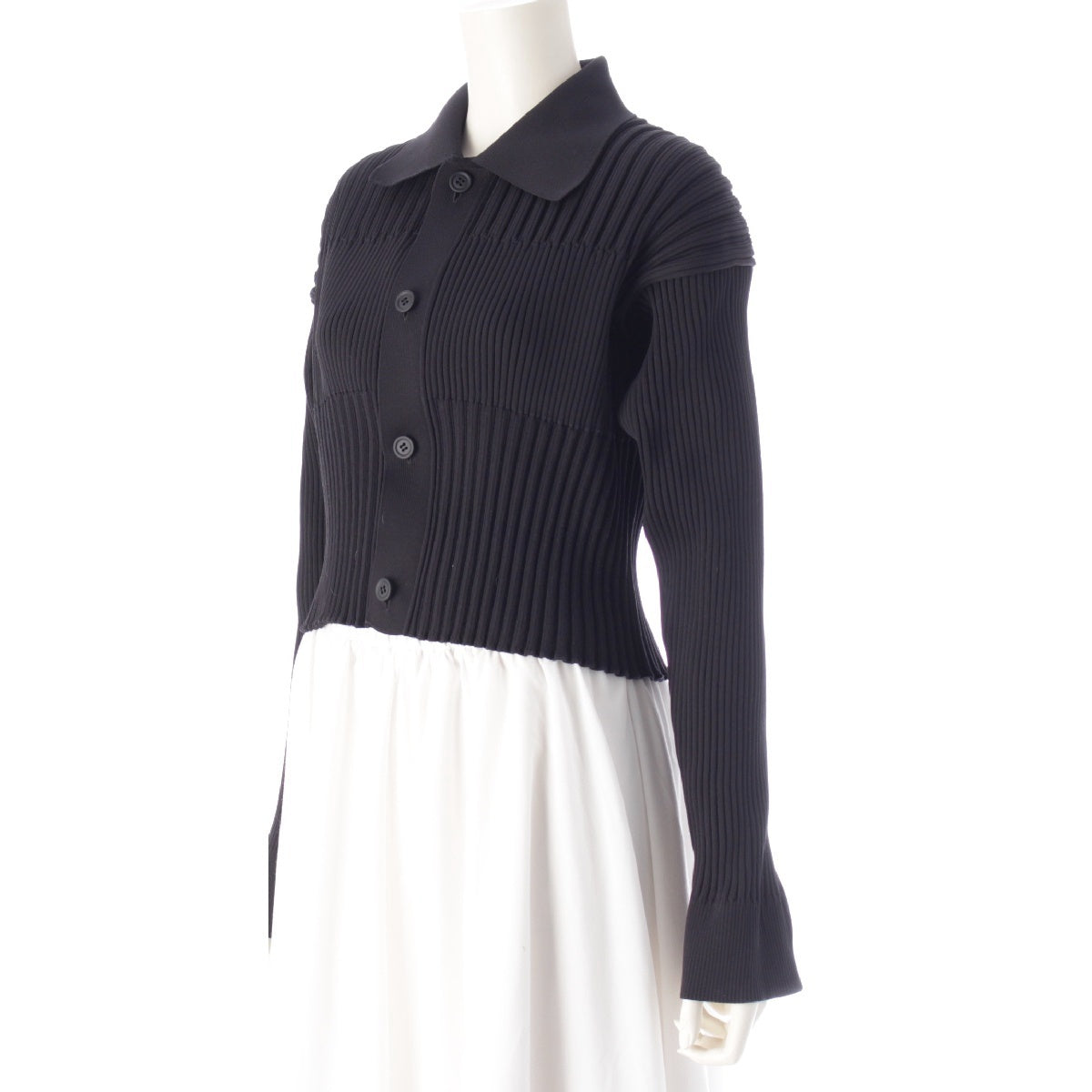 CFCL FLUTED CROPPED SHIRT CARDIGAN RIB KNIT cardigan Clobbed CF006KE013 Navy 3