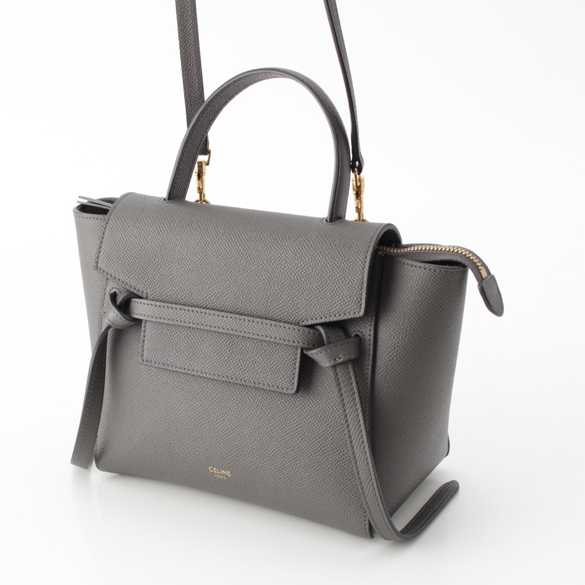 CELINE leather Belt bag nano 2WAY Handbag 189003ZVA.10DC gray