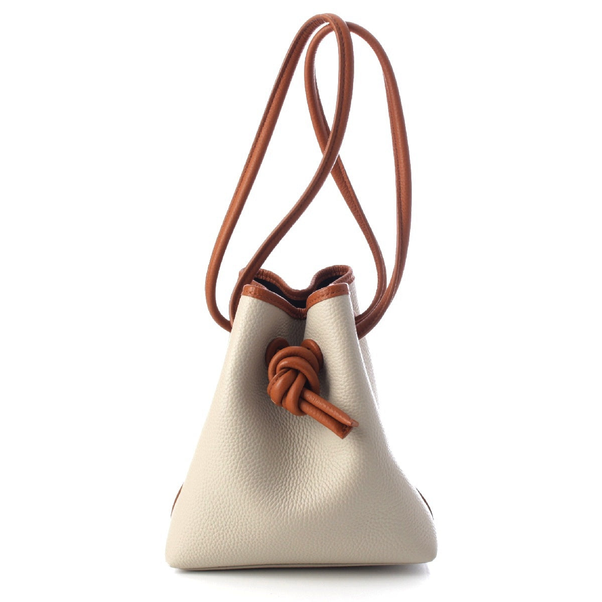 VASIC 23AW leather Bond Mini Drawstring Bag Handbag Exclusive to Isetan Mitsukoshi Ivory Brown Vanilla