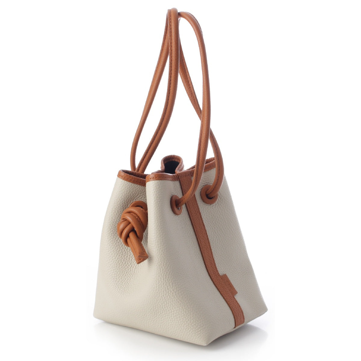 VASIC 23AW leather Bond Mini Drawstring Bag Handbag Exclusive to Isetan Mitsukoshi Ivory Brown Vanilla