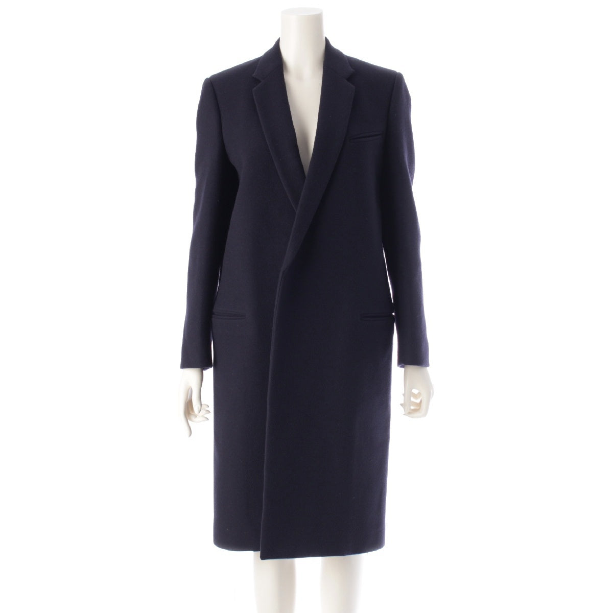 CELINE Phoebe period wool Egg Crombie Coat outer Navy 38