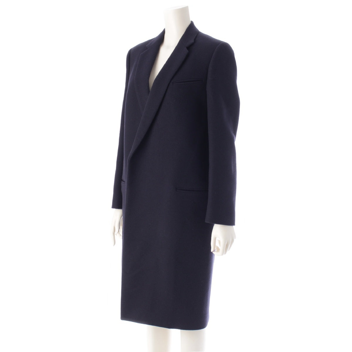 CELINE Phoebe period wool Egg Crombie Coat outer Navy 38