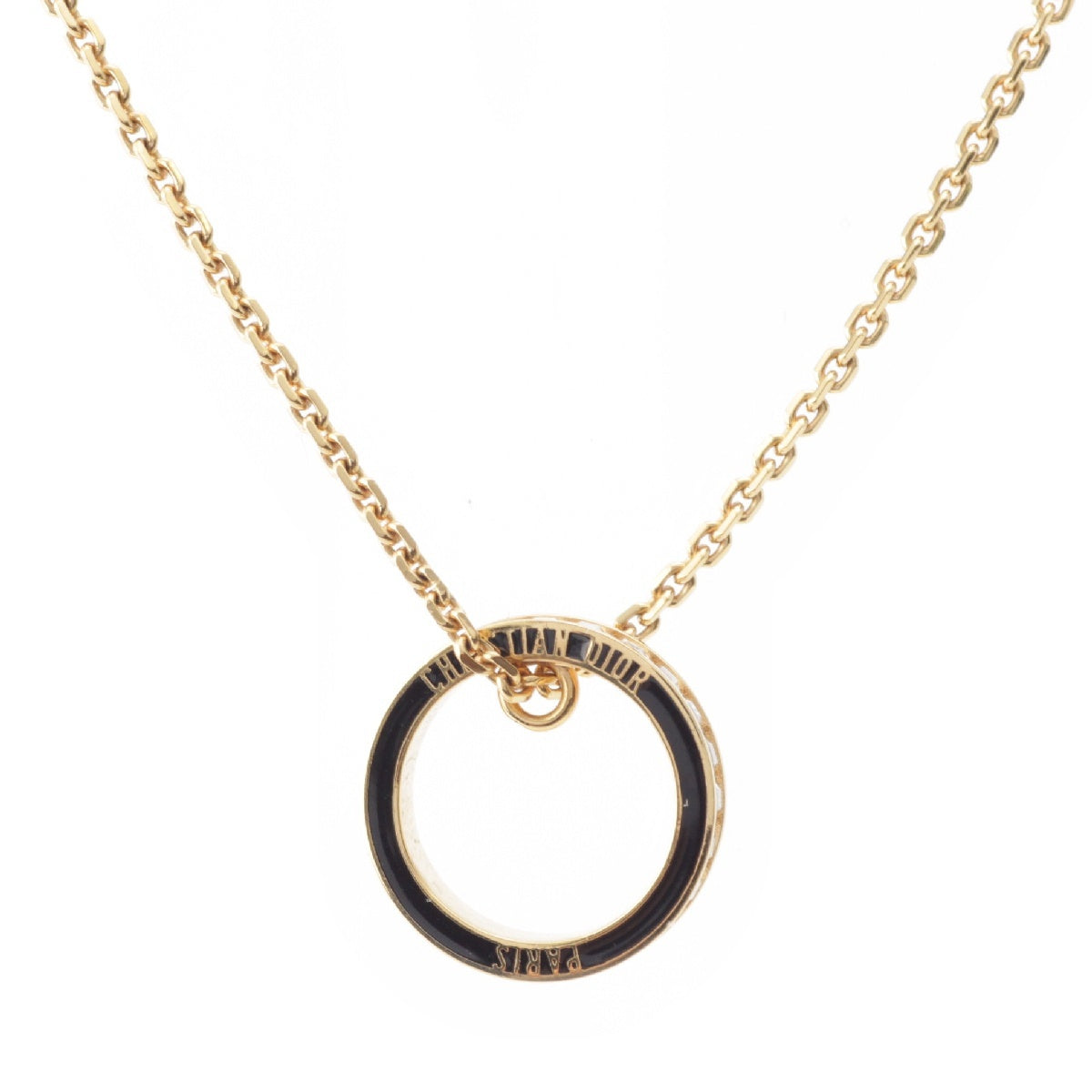 Dior Gold Plated Night Code Necklace Accessories Gold x Black