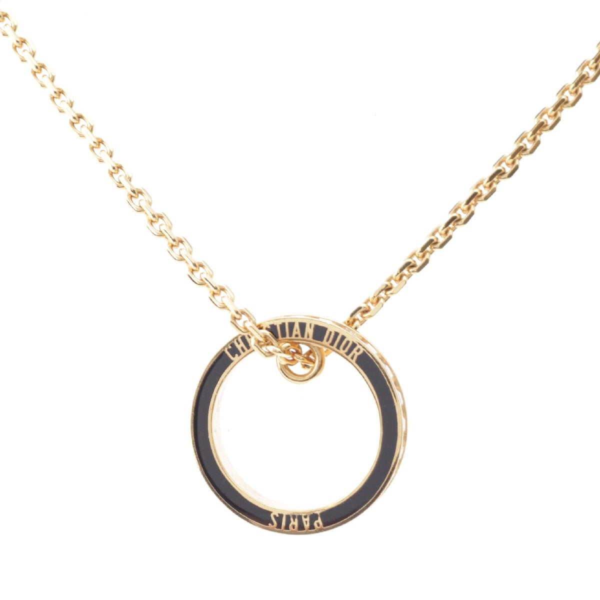 Dior Gold Plated Night Code Necklace Accessories Gold x Black