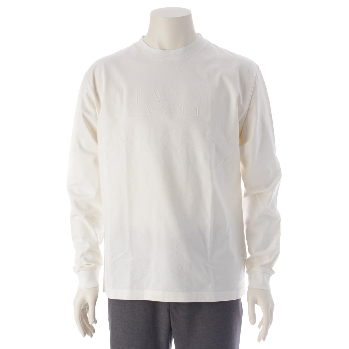 LOUIS VUITTON 21AW cotton embossed logo crew neck Long-sleeved T-shirt Tops cut RM212M DT3 HLY23W white S