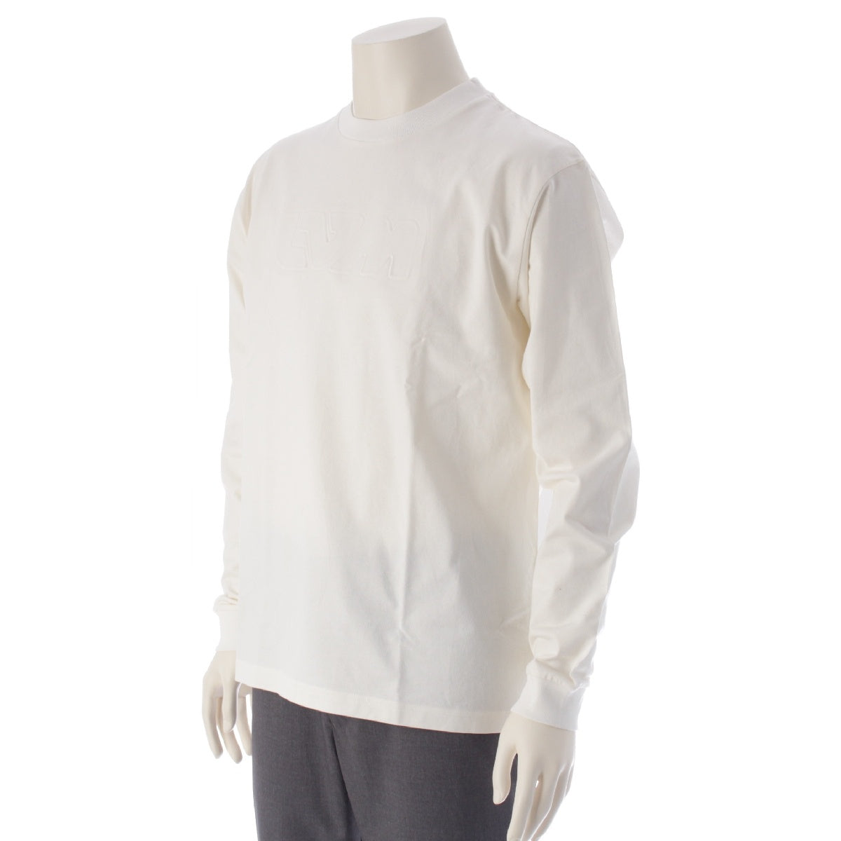 LOUIS VUITTON 21AW cotton embossed logo crew neck Long-sleeved T-shirt Tops cut RM212M DT3 HLY23W white S