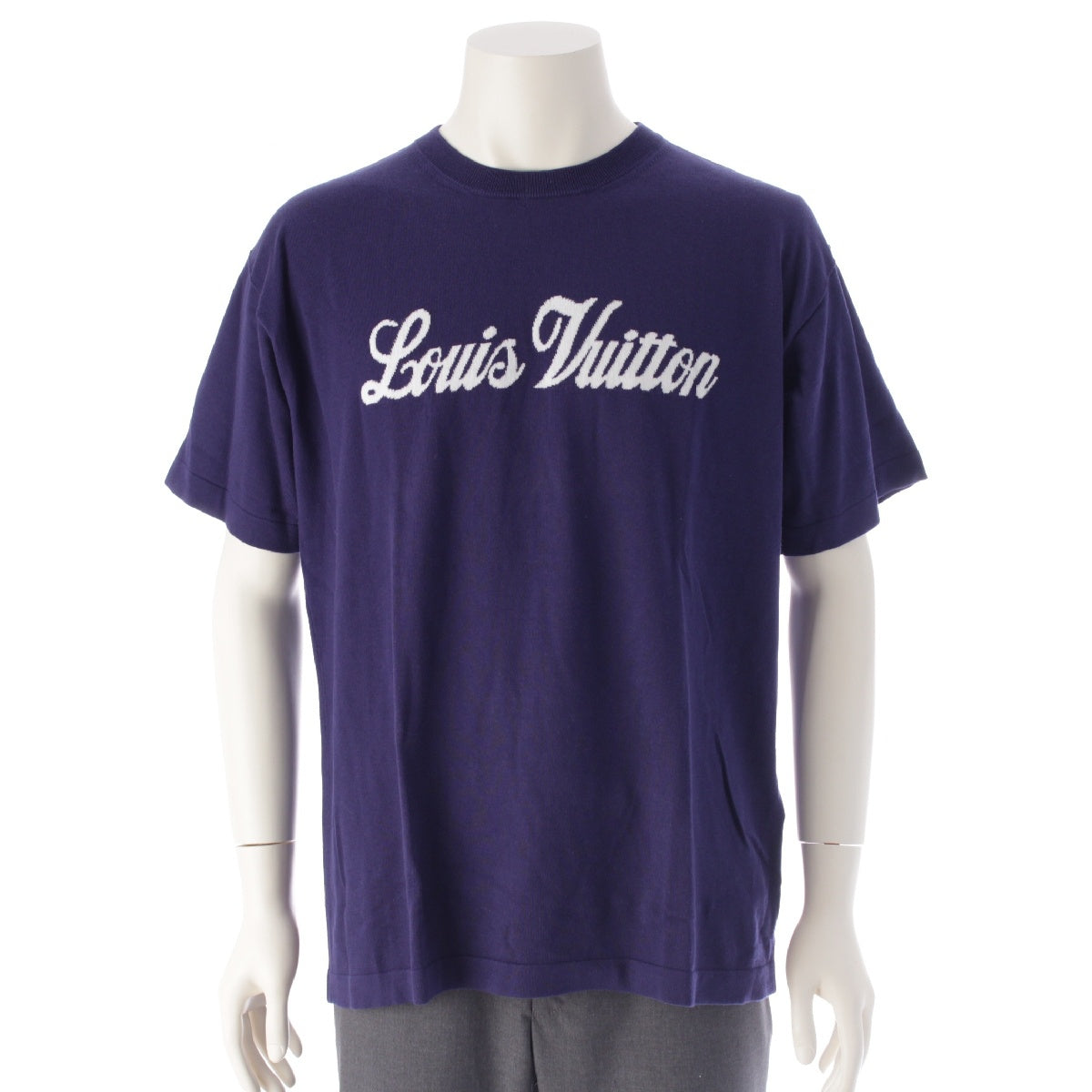 LOUIS VUITTON 22AW Logo Graphic Short Sleeve Knit Short sleeve T-shirt tops RM222M JS5 HNN20W Navy white S