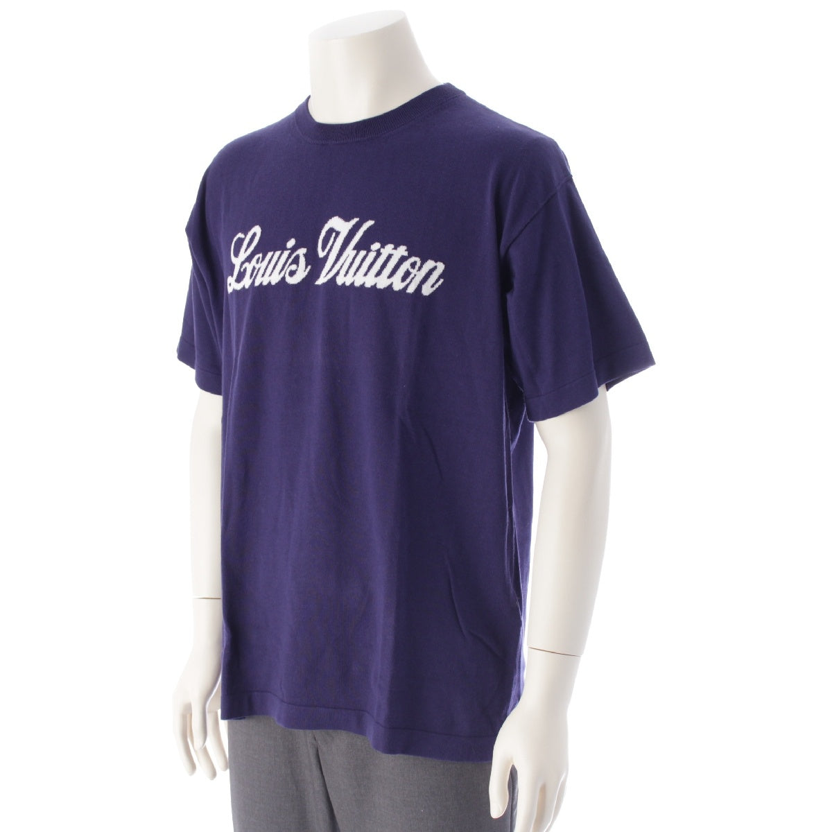 LOUIS VUITTON 22AW Logo Graphic Short Sleeve Knit Short sleeve T-shirt tops RM222M JS5 HNN20W Navy white S