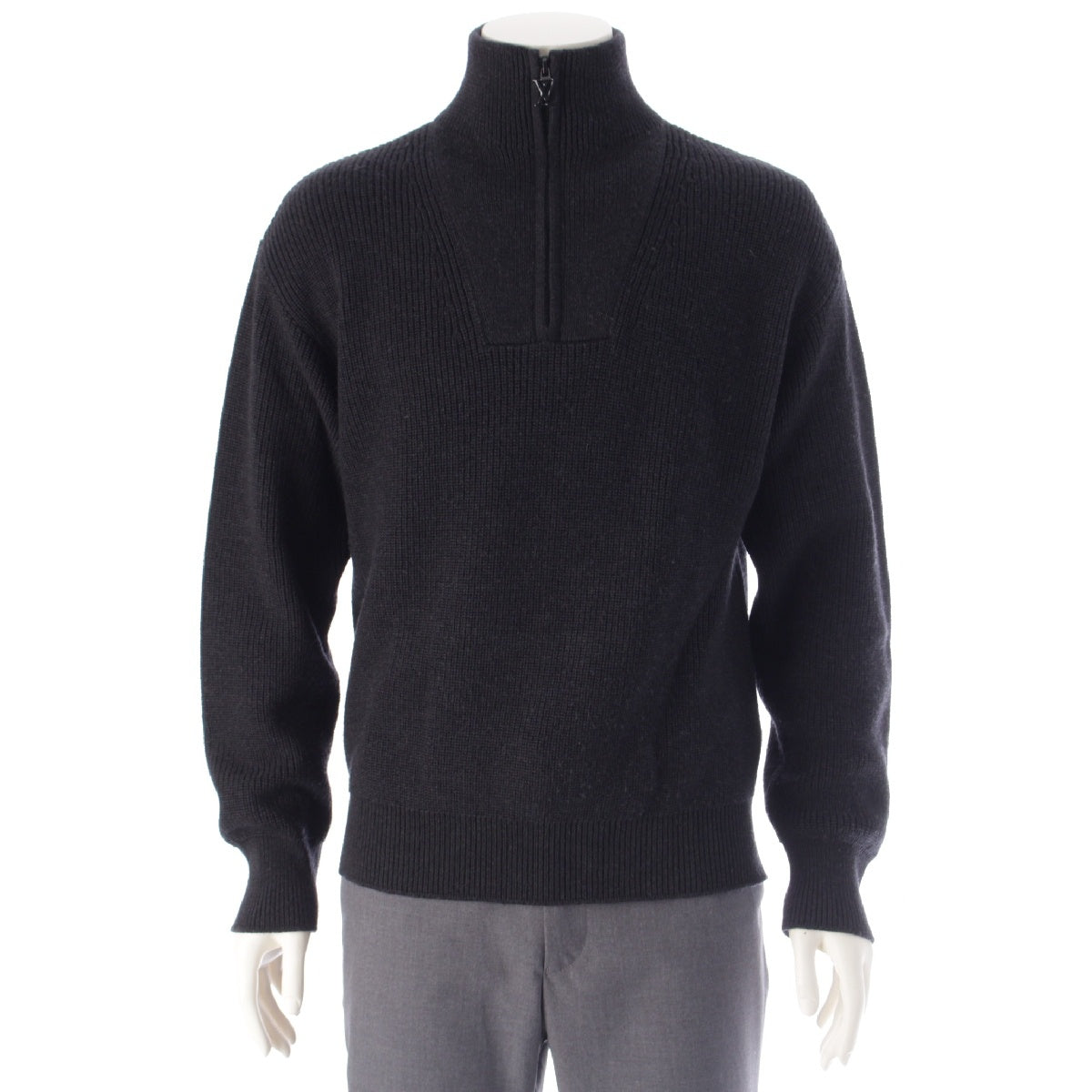 LOUIS VUITTON Nigo wool Signature back embroidery half zip knit Sweater tops RM211M ZLL HMN10W Dark gray S