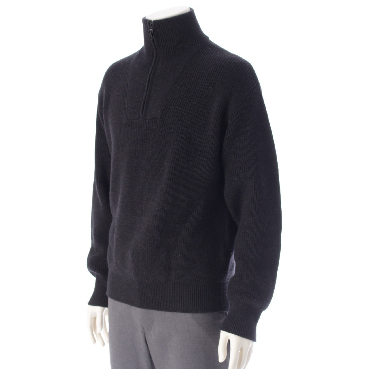 LOUIS VUITTON Nigo wool Signature back embroidery half zip knit Sweater tops RM211M ZLL HMN10W Dark gray S