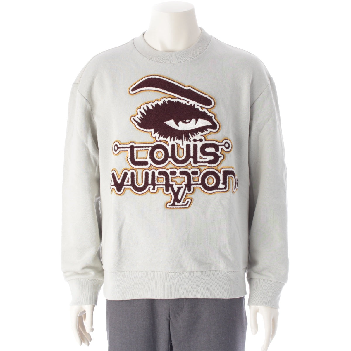 LOUIS VUITTON cotton Eye motif, front embroidery, long sleeves, crew neck sweat tops RM232M IHN HPY85W Light gray M