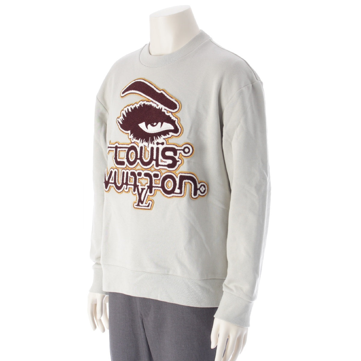 LOUIS VUITTON cotton Eye motif, front embroidery, long sleeves, crew neck sweat tops RM232M IHN HPY85W Light gray M