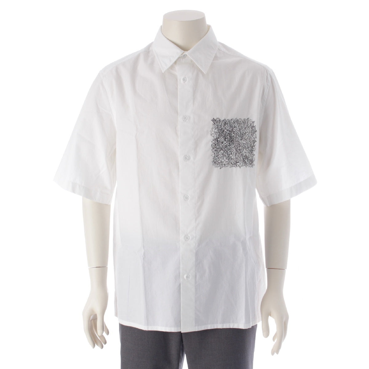 LOUIS VUITTON 22Stainless Steel cotton Monogram Placed Embroidery Short sleeve shirt tops white S