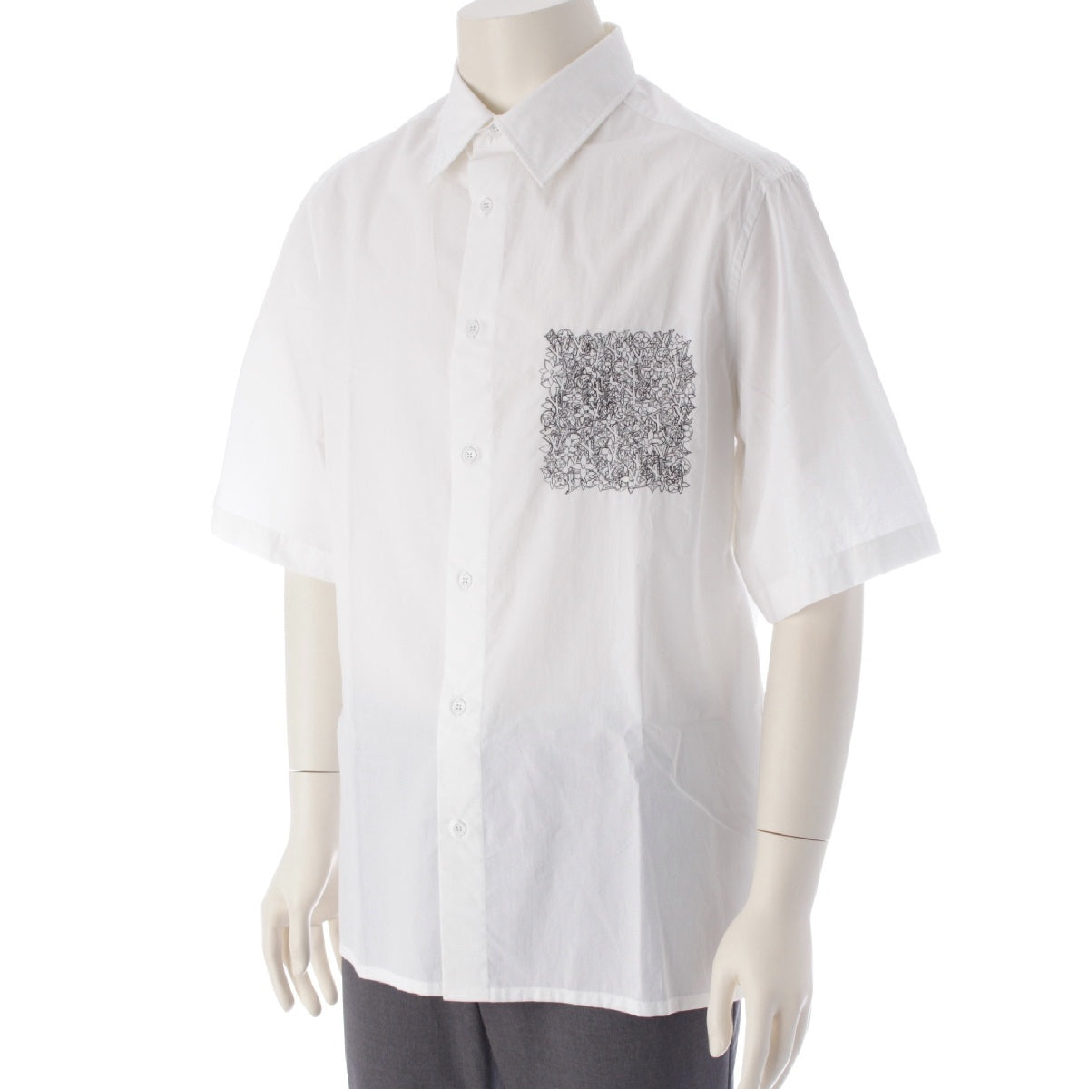 LOUIS VUITTON 22Stainless Steel cotton Monogram Placed Embroidery Short sleeve shirt tops white S