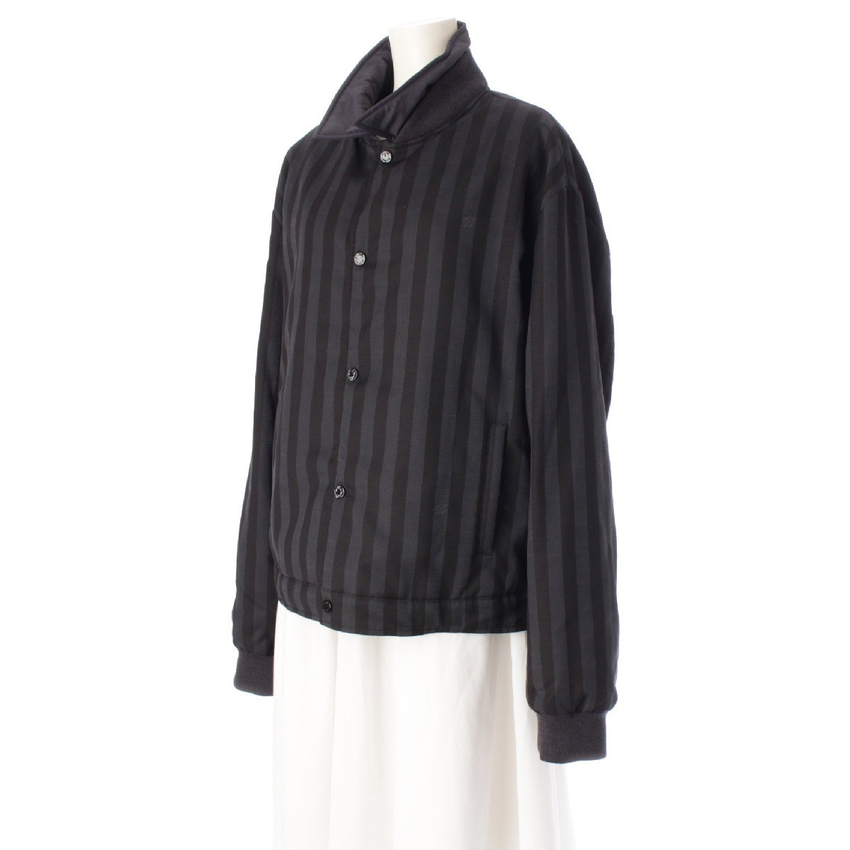 LOUIS VUITTON Logo Reversible Stripes Blouson Tracker jacket RM222V GC6 HNB15E dark gray black 52