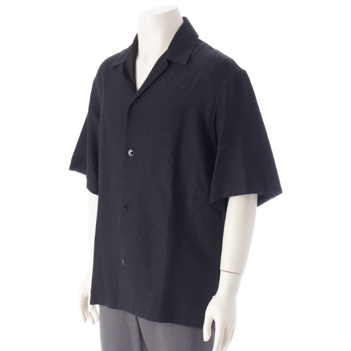 LOUIS VUITTON 23 years Silk Cotton Mini Monogram All-over Pattern Open Collar Short sleeve shirt tops RM232Q ZO6 HPS51W black S