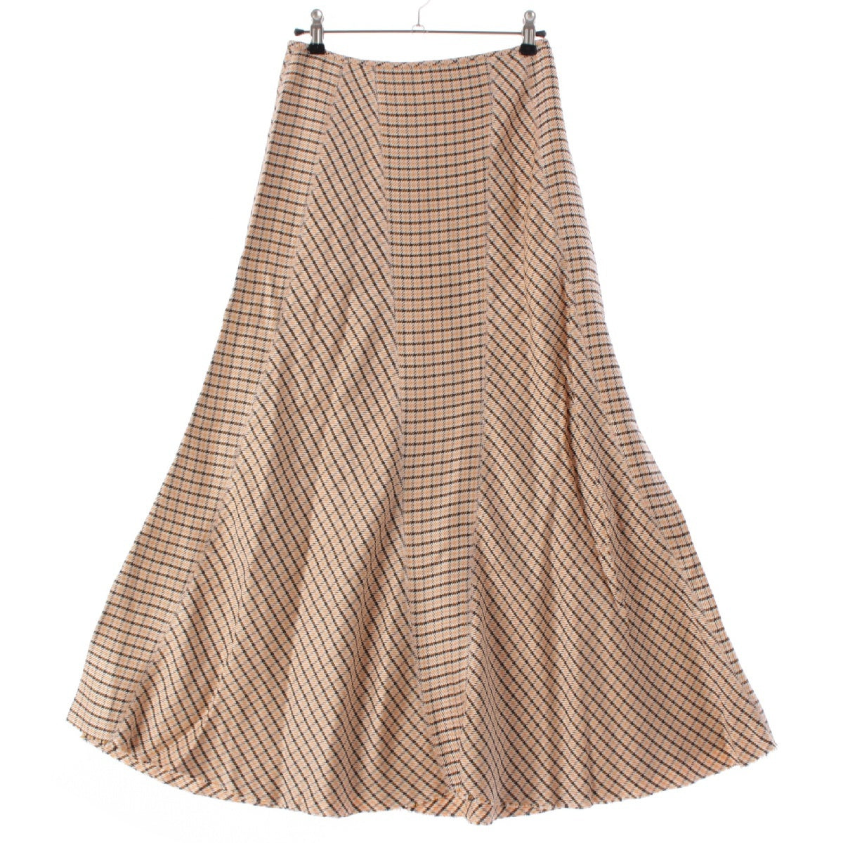 LANVIN Inside-out check pattern mermaid skirt 360-81601 White x Brown x Orange 36
