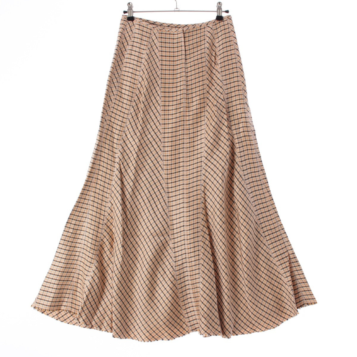 LANVIN Inside-out check pattern mermaid skirt 360-81601 White x Brown x Orange 36