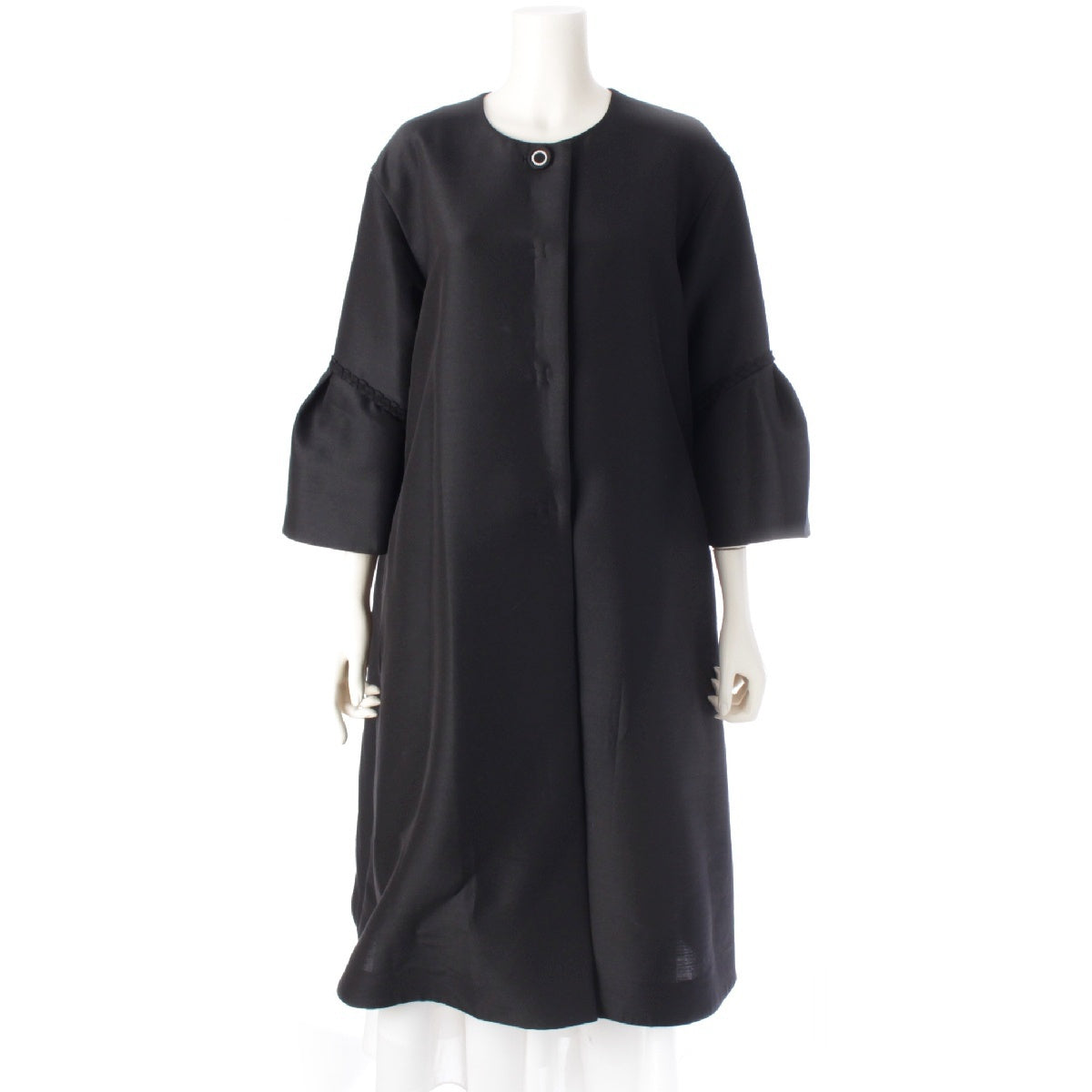 FOXEY BOUTIQUE 24 years Wool x silk Delphine No Collar Long coat outer 44155 black 38