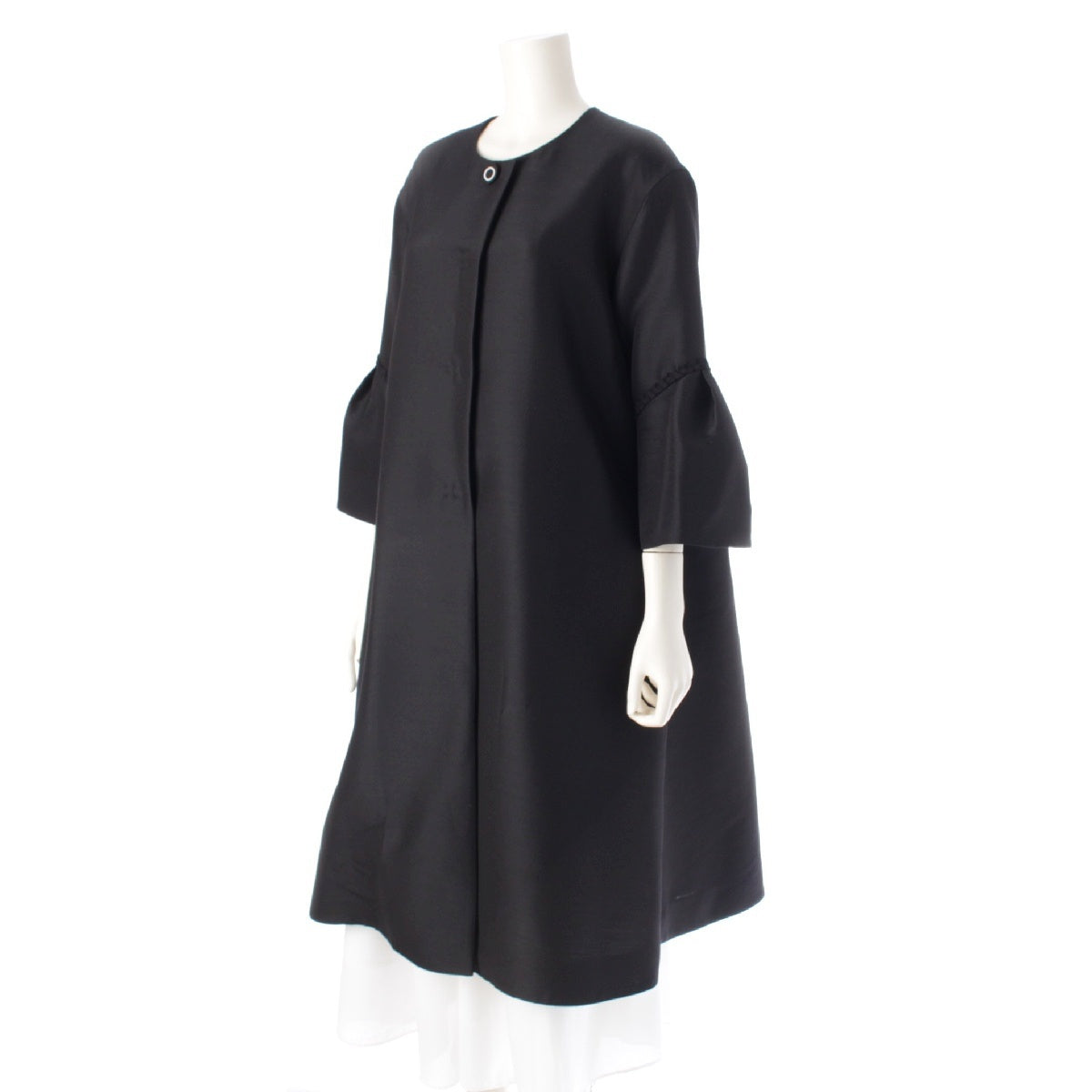 FOXEY BOUTIQUE 24 years Wool x silk Delphine No Collar Long coat outer 44155 black 38