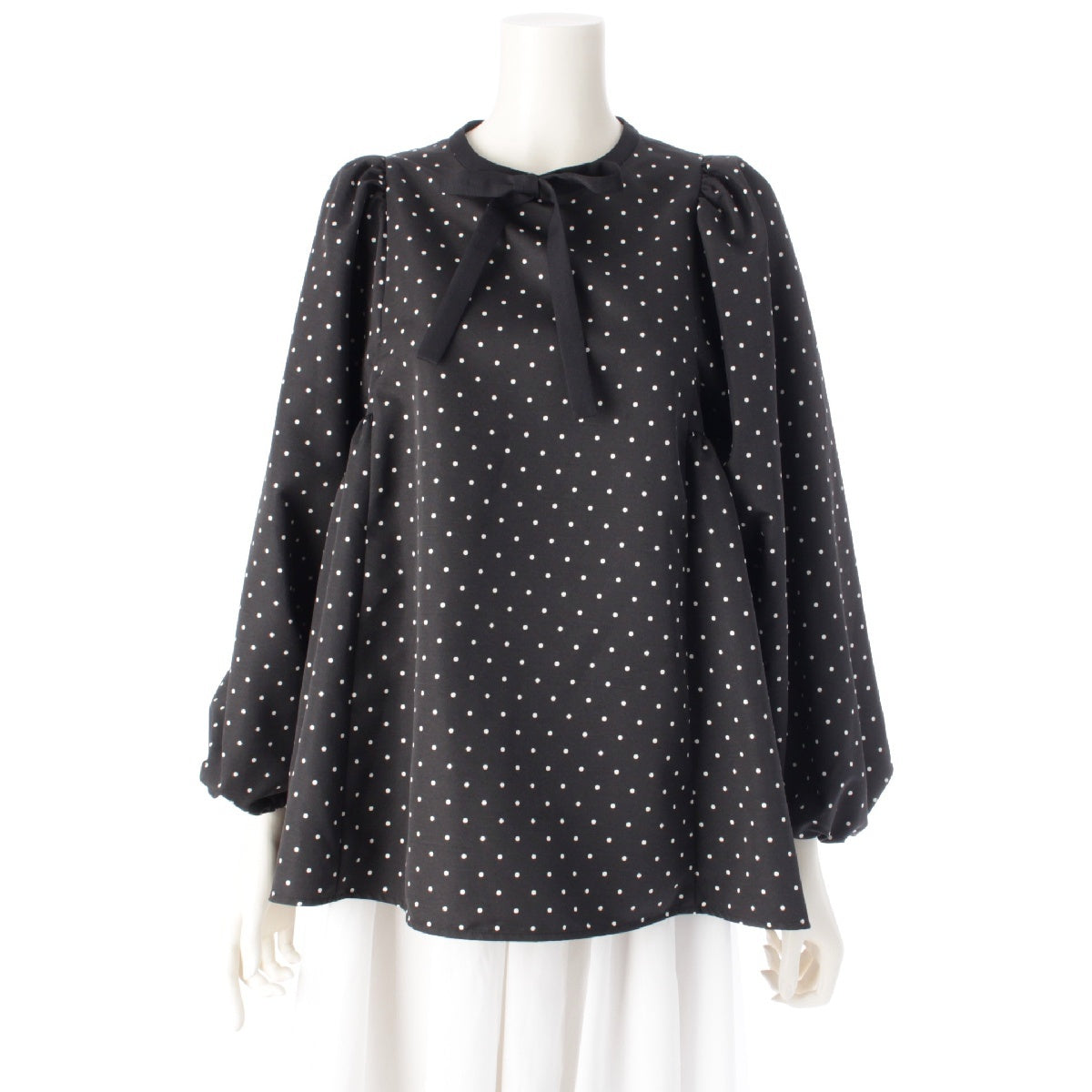 yori 24AW Shantung Grosgrain Dot Side Gathered blouse tops YR21-24170AW black 36