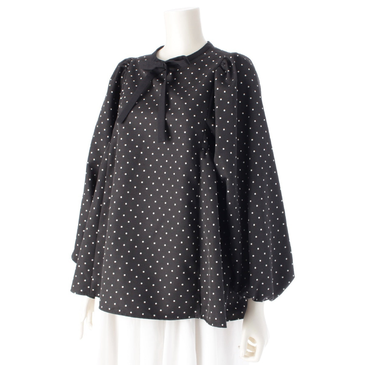 yori 24AW Shantung Grosgrain Dot Side Gathered blouse tops YR21-24170AW black 36
