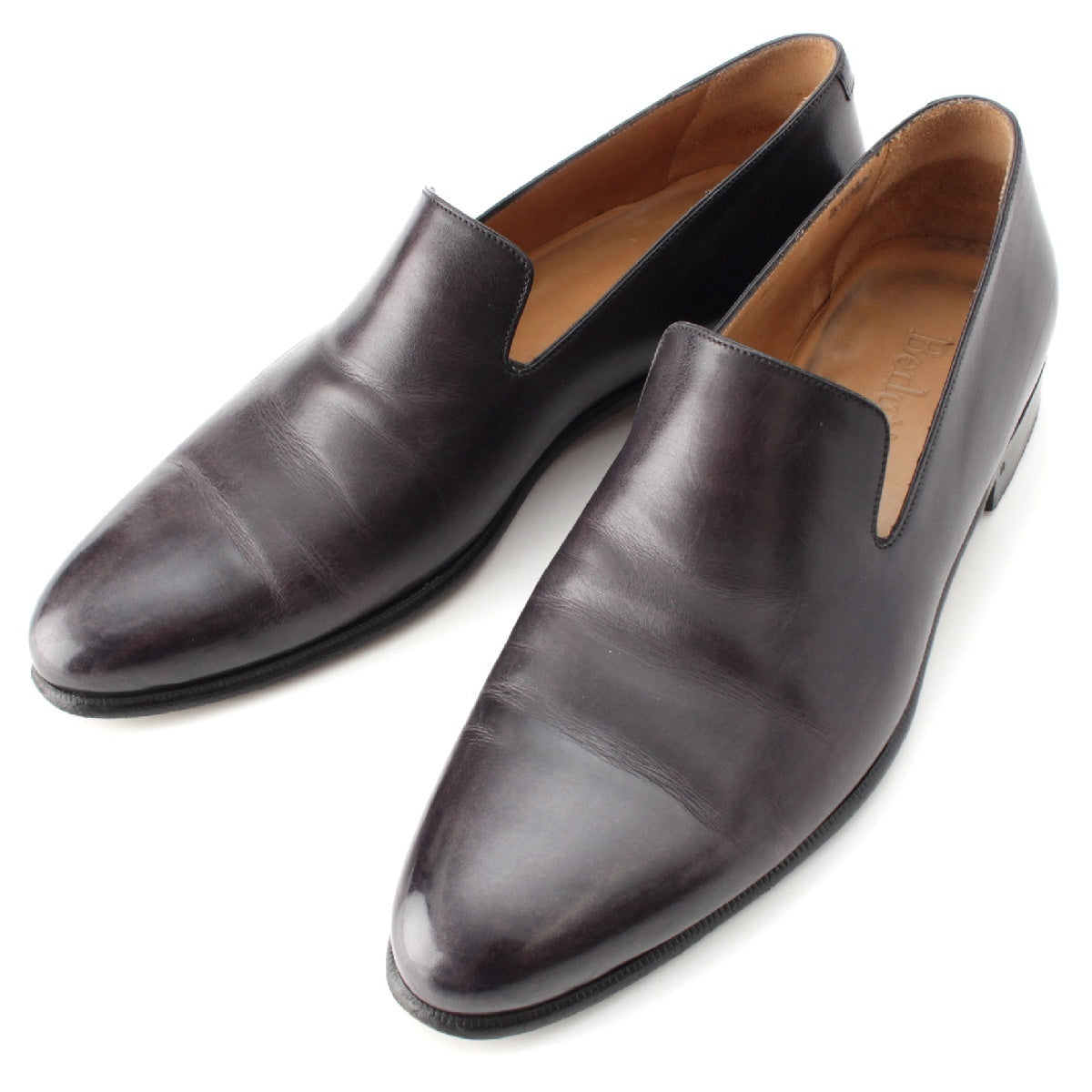 Berluti leather Cursive Galle Patine loafers Dress shoes Charcoal gray 8