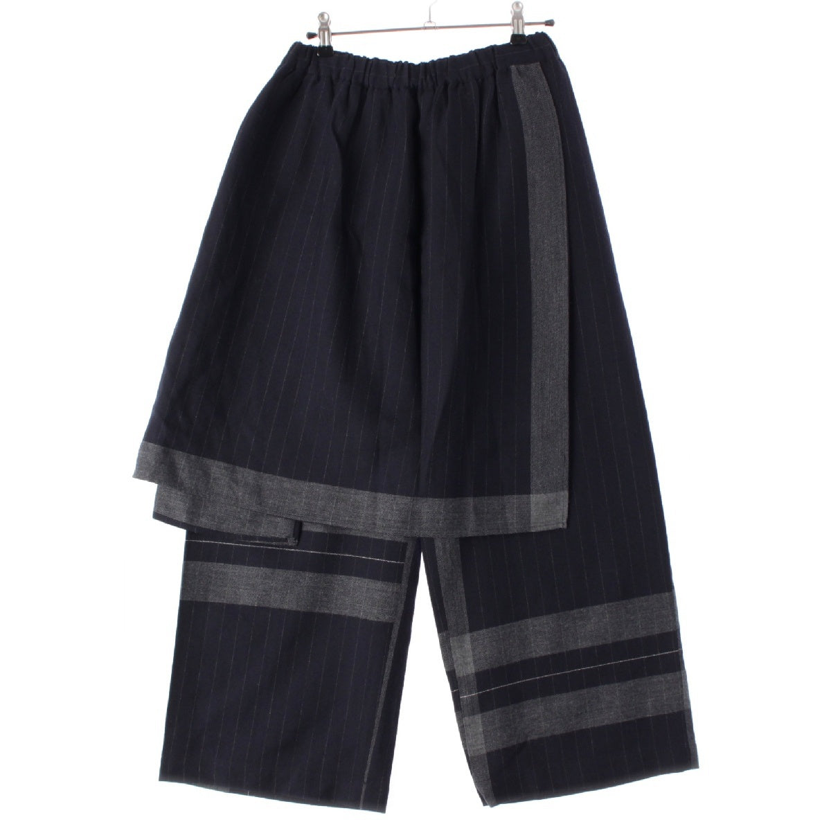 COMME des GARCONS 03AW wool Vintage Striped Layered Pants Slacks Bottoms GK-P044 Navy
