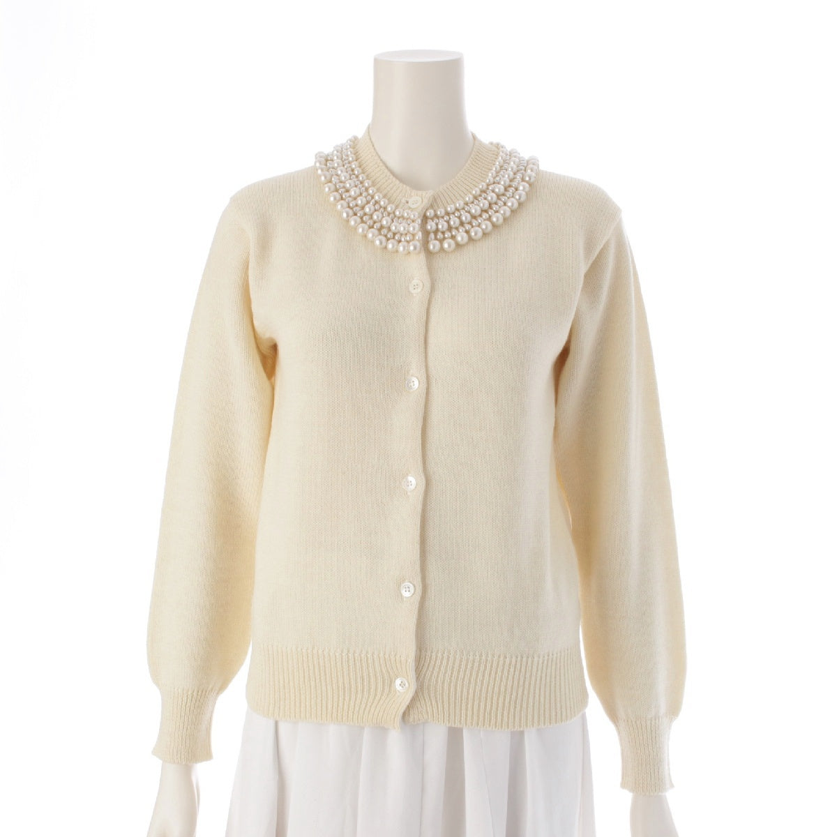 COMME des GARCONS 70S Vintage pearl knit cardigan tops GN-090460 White beige