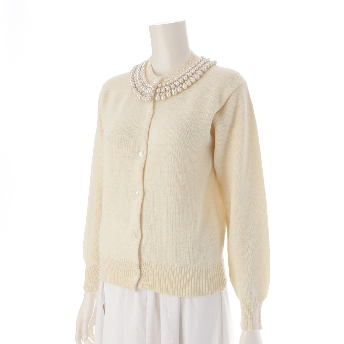 COMME des GARCONS 70S Vintage pearl knit cardigan tops GN-090460 White beige