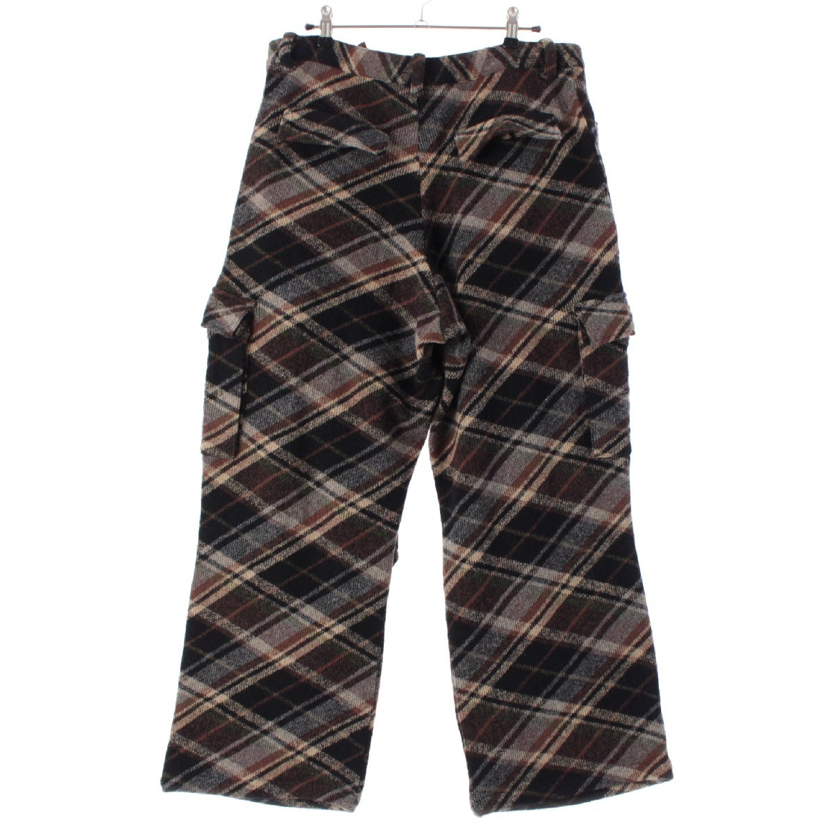 Y's wool Check Pattern Cargo Pants Bottoms YJ-T60-977 Brown 3