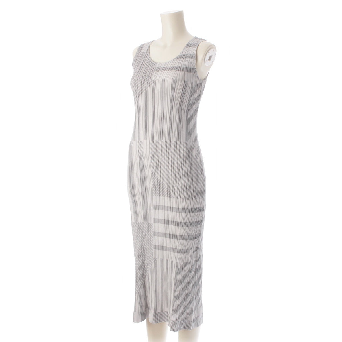 PLEATS PLEASE ISSEY  Sleeveless Geometric Pattern one piece tops PP43-JH644 gray 2