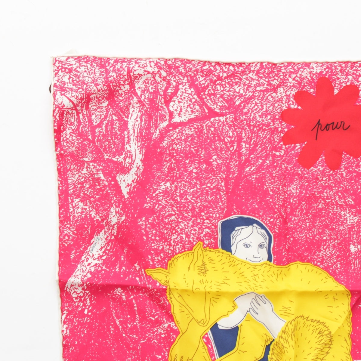 HERMES silk Gavroche 45 A lifelong friend AMIS POUR LA VIE scarf Fuchsia Pink multicolor