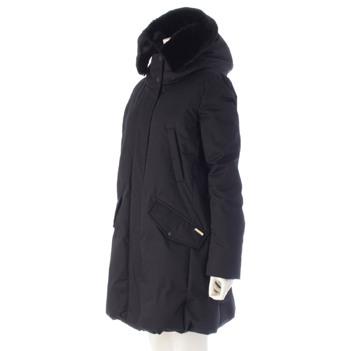 WOOLRICH Cotton nylon Eco fur hood down coat Cocoon Parka Outerwear WWOU0953 black M