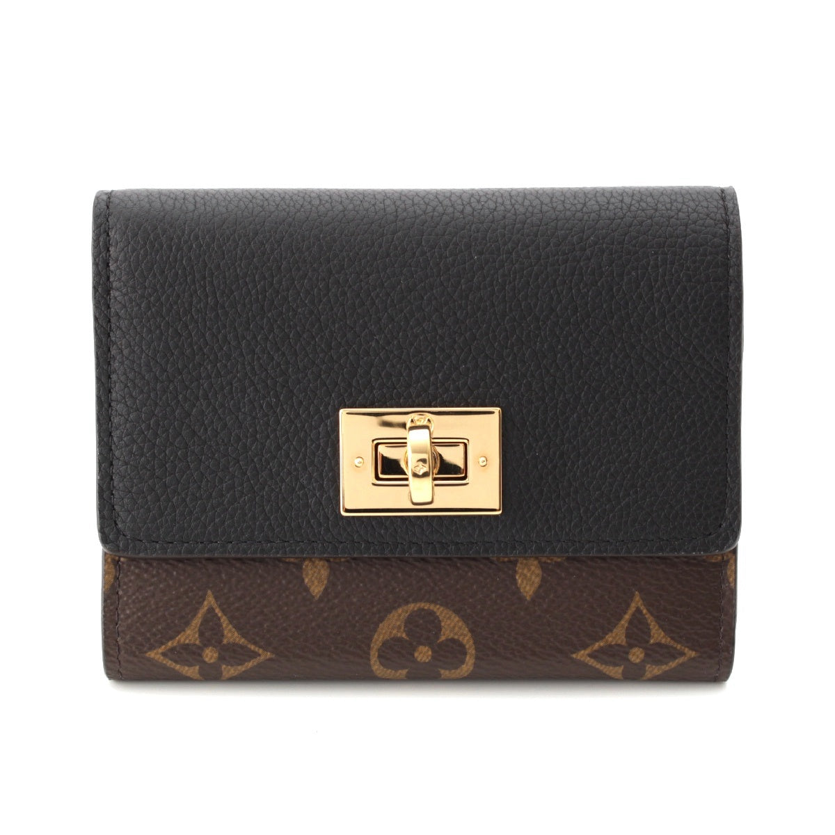 LOUIS VUITTON Monogram Portefeuille Victorine Canvas Leather Calf Leather Turn lock Tri-fold wallet Compact wallet M82640 Brown Black Gold Metal