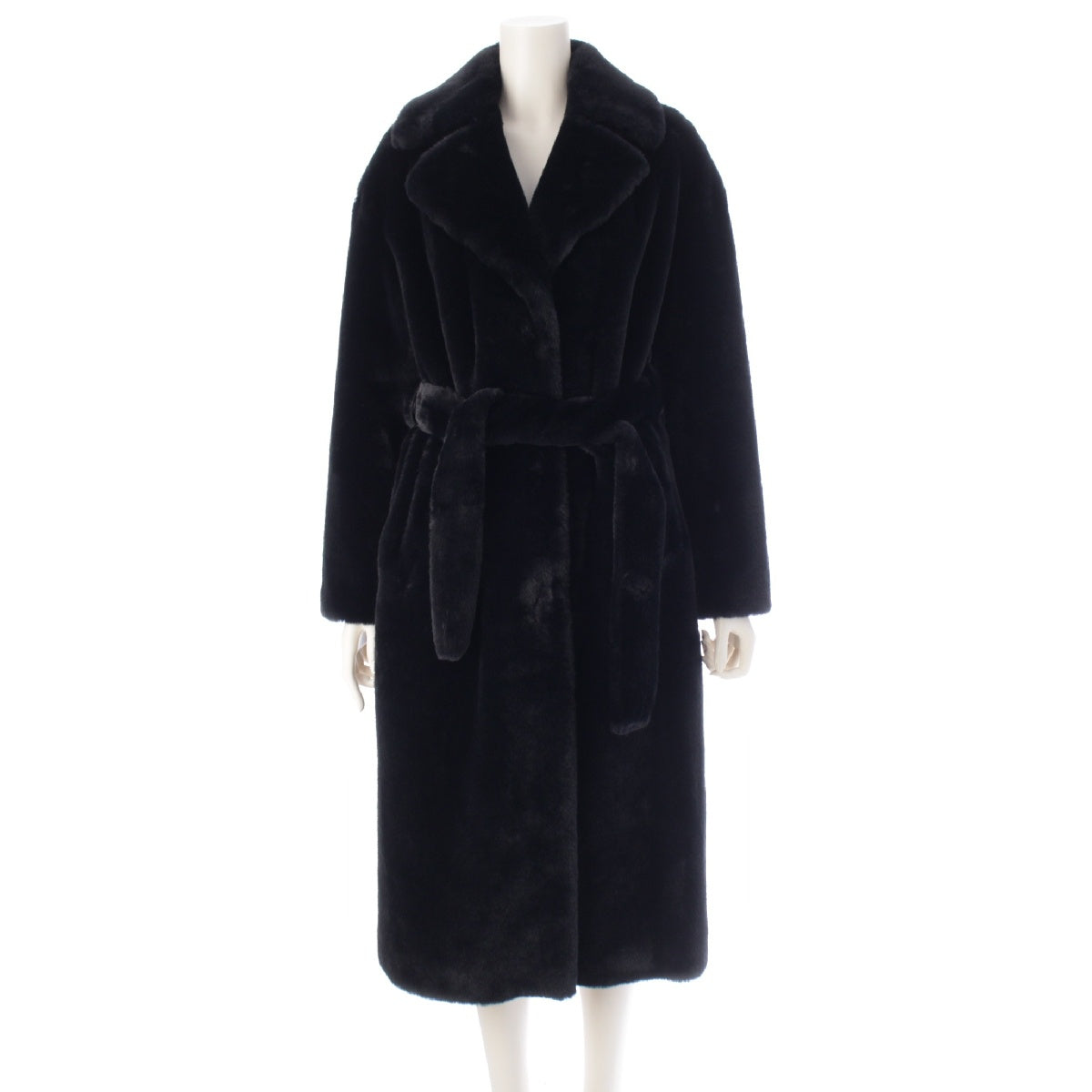 Herno 24 years Eco fur collar/belt long gown coat outer CA0409D124229300 black 38