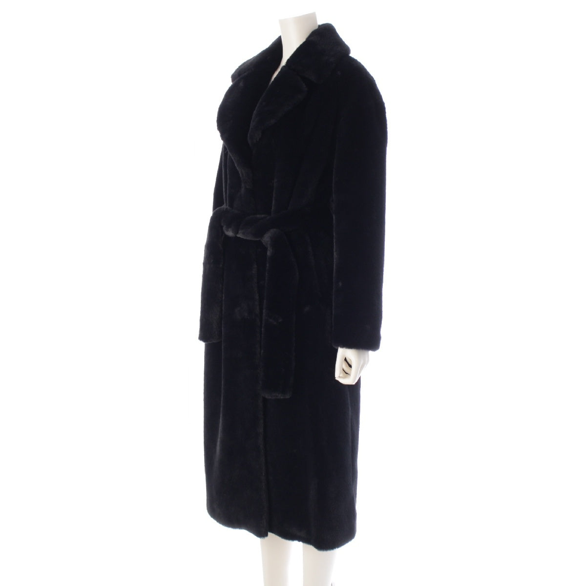 Herno 24 years Eco fur collar/belt long gown coat outer CA0409D124229300 black 38
