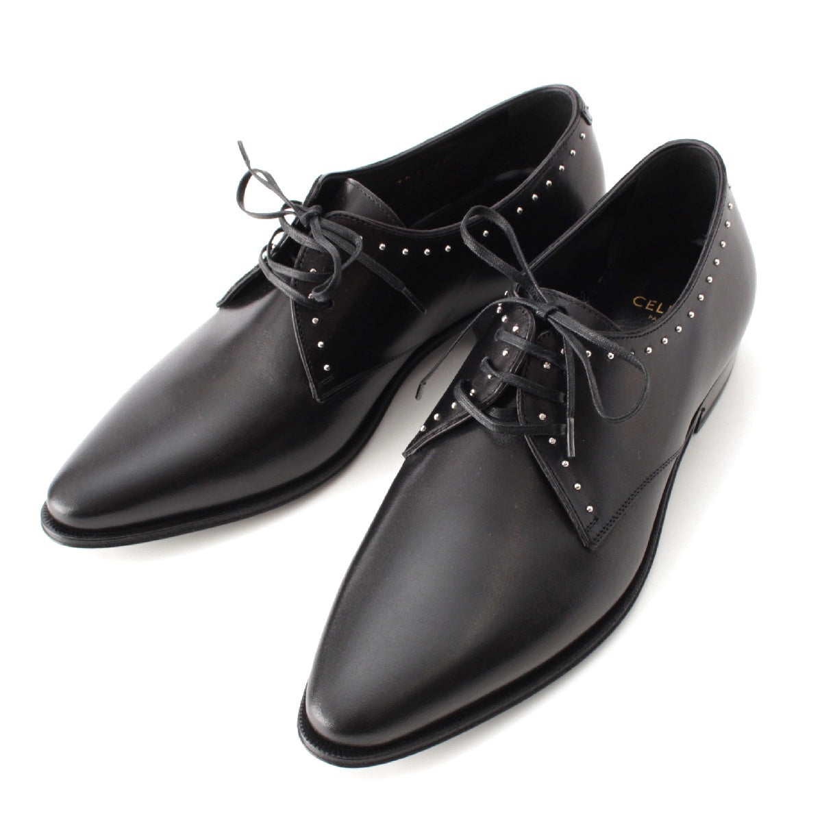 CELINE leather Studs Lace-up Dress shoes black 35