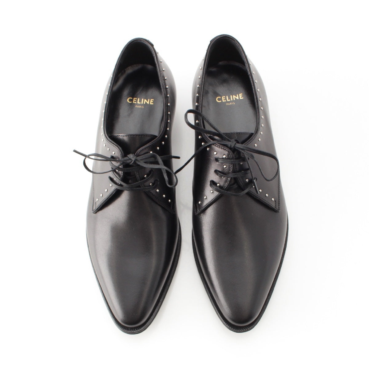 CELINE leather Studs Lace-up Dress shoes black 35
