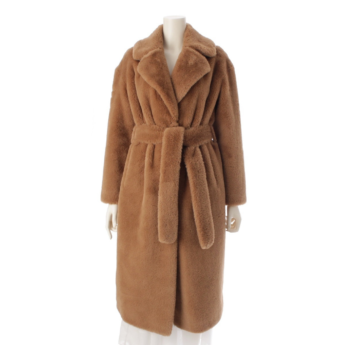 Herno 24 years Eco fur long soft gown with belt coat outer CA0409D124222157 beige 38