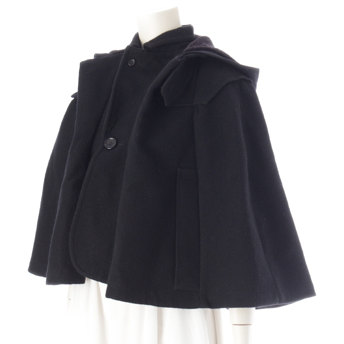 tricot COMME des GARCONS 21AW Wool x linen Hooded poncho Short Coat Jacket Outerwear TH-J001 black S