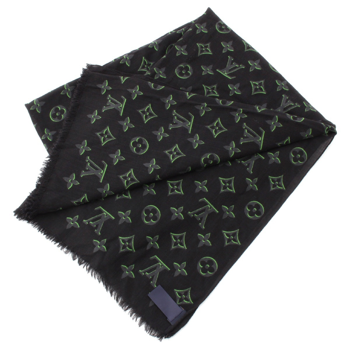 LOUIS VUITTON wool Monogram Spotlight Large Stall Scarf Muffler Shawl M78298 black