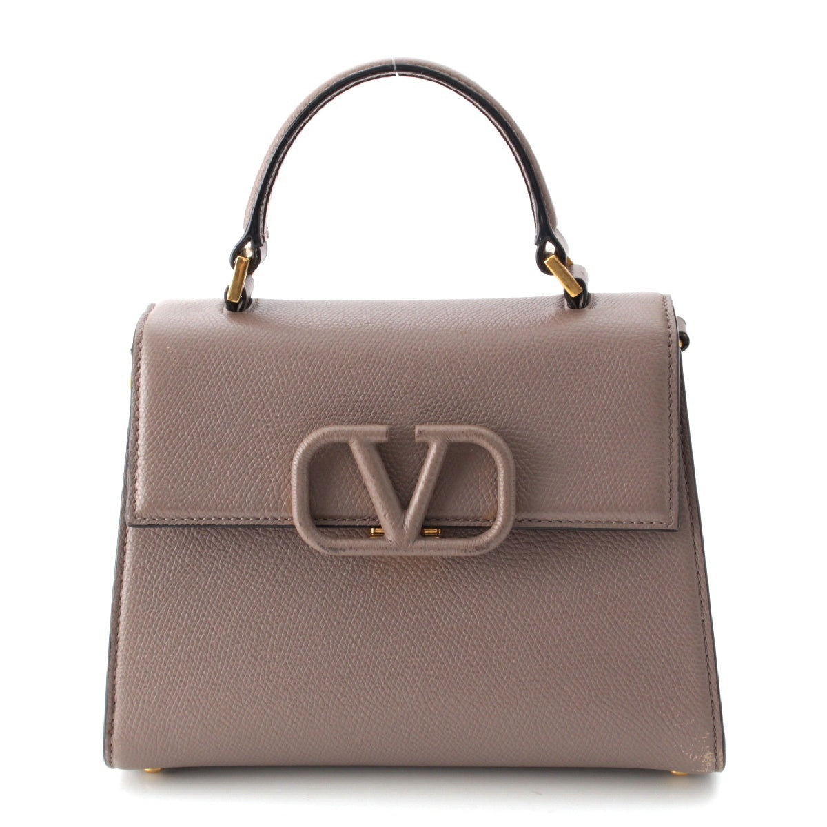 VALENTINO V-Sling Small leather Logo 2way Shoulder Top Handle bag Beige gold