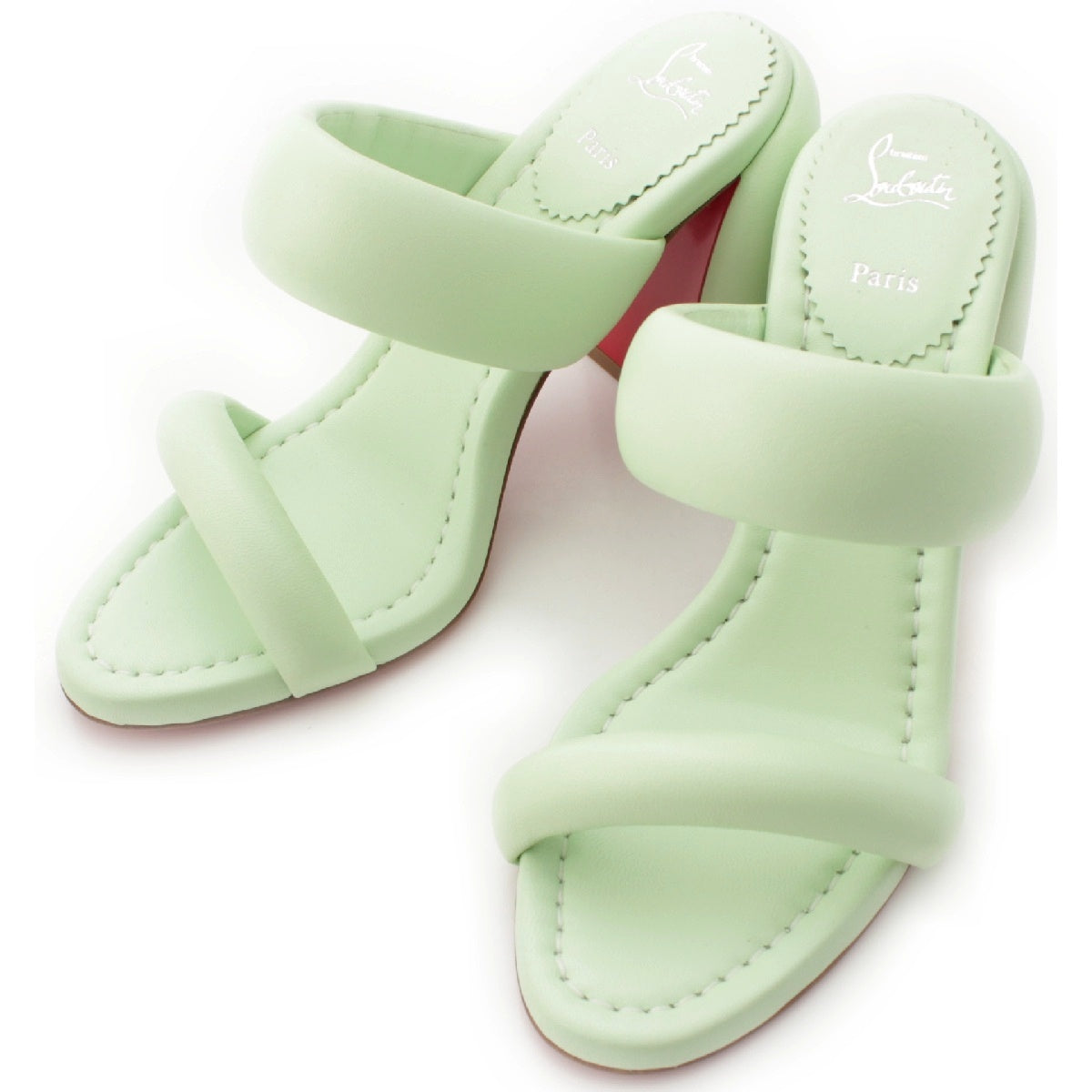Christian Louboutin INFLAMA SAB 85 NAPPA leather Strap heel Mule Sandals mint 38