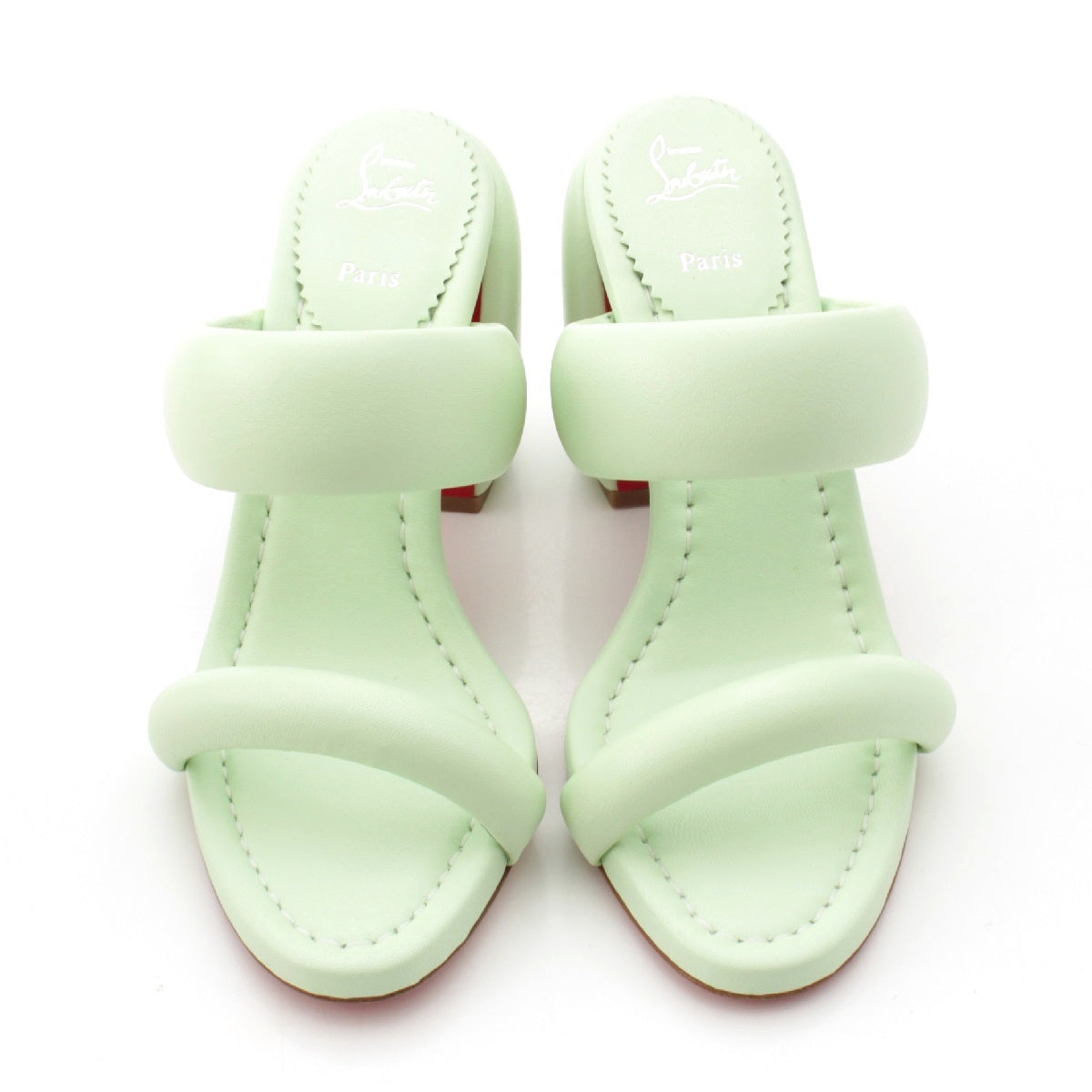 Christian Louboutin INFLAMA SAB 85 NAPPA leather Strap heel Mule Sandals mint 38