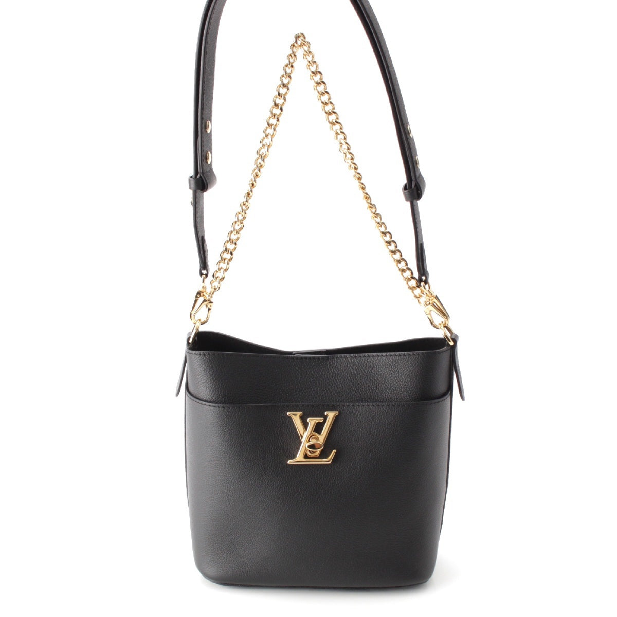 LOUIS VUITTON Rock & Walk leather 2WAY Chain Shoulder Bag M24006 black