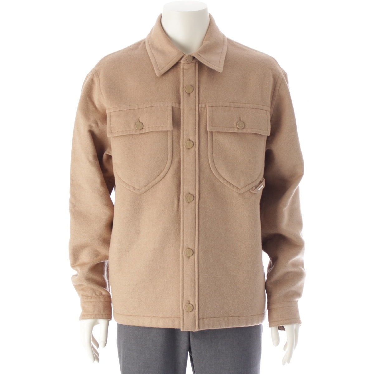 LOUIS VUITTON cashmere silk Double-faced, oversized, monogram lining Jacket Shirt tops HQB42E beige S