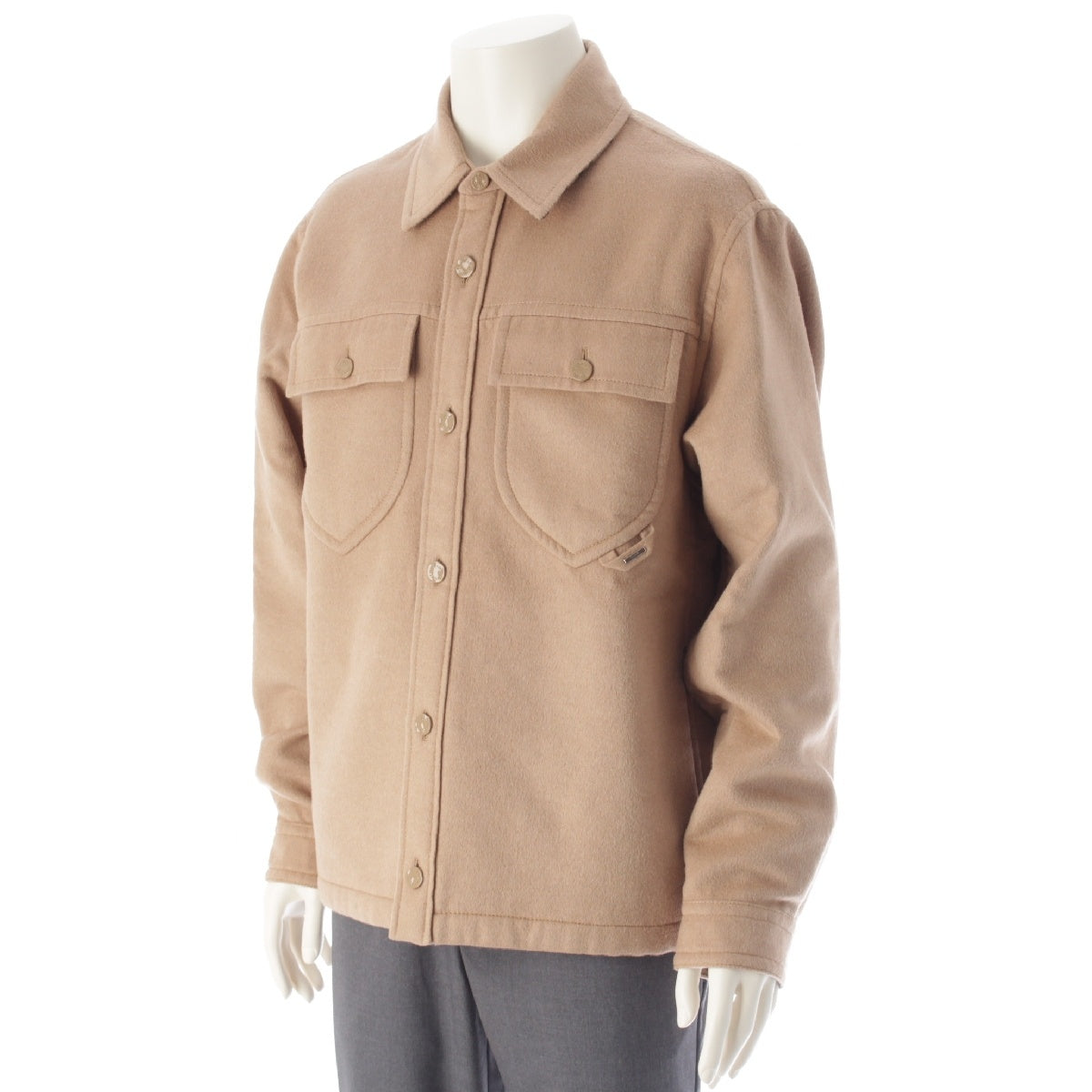 LOUIS VUITTON cashmere silk Double-faced, oversized, monogram lining Jacket Shirt tops HQB42E beige S