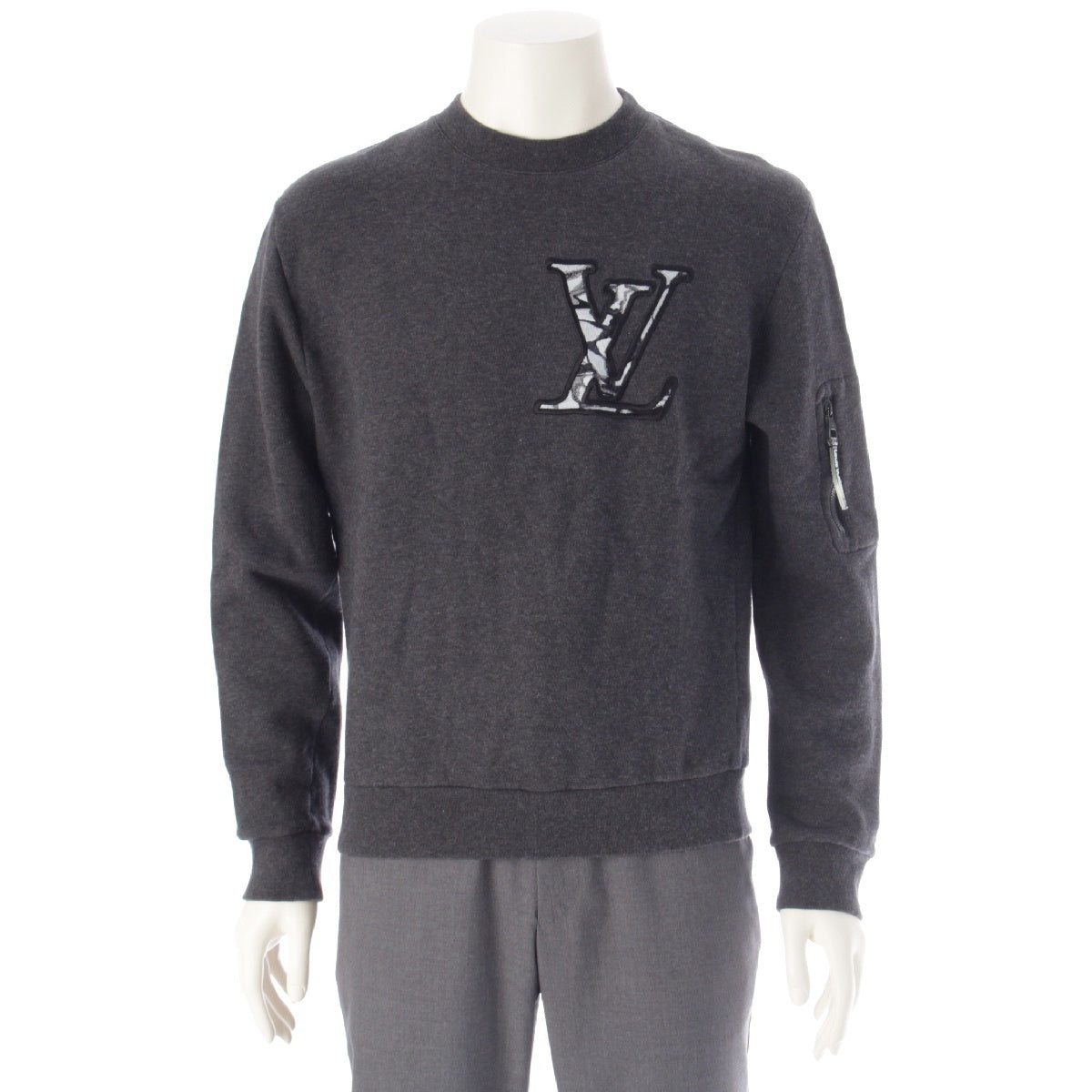 LOUIS VUITTON cotton Crew neck LV logo sweat tops RM241M UYR HQY13W Black dark gray S
