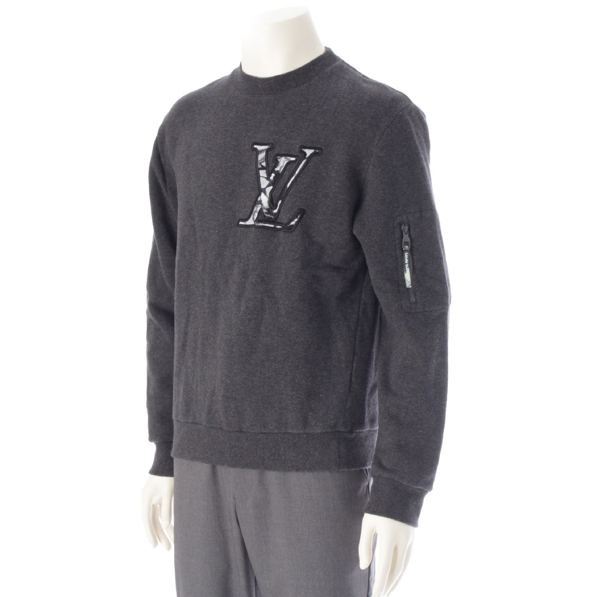 LOUIS VUITTON cotton Crew neck LV logo sweat tops RM241M UYR HQY13W Black dark gray S